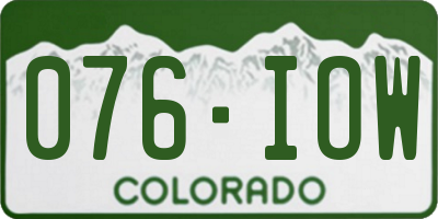 CO license plate 076IOW