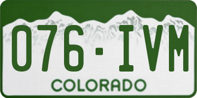 CO license plate 076IVM