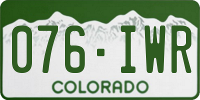 CO license plate 076IWR