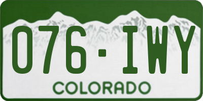 CO license plate 076IWY