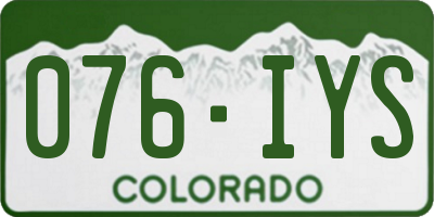 CO license plate 076IYS