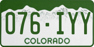 CO license plate 076IYY