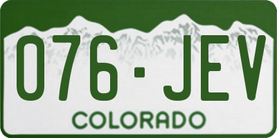 CO license plate 076JEV