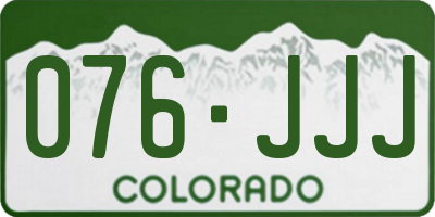 CO license plate 076JJJ