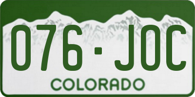 CO license plate 076JOC