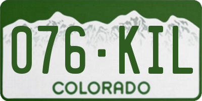 CO license plate 076KIL