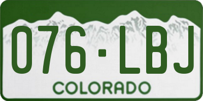 CO license plate 076LBJ