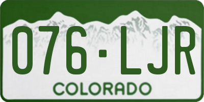 CO license plate 076LJR