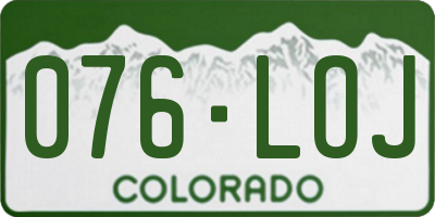 CO license plate 076LOJ