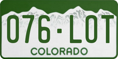 CO license plate 076LOT