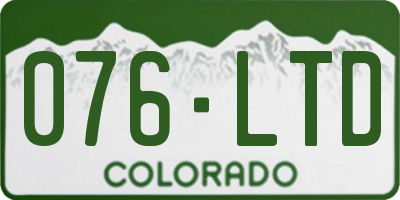 CO license plate 076LTD