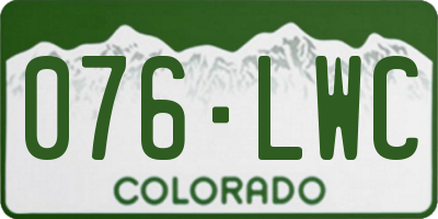 CO license plate 076LWC