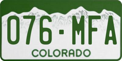 CO license plate 076MFA
