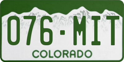 CO license plate 076MIT