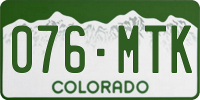 CO license plate 076MTK