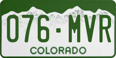 CO license plate 076MVR