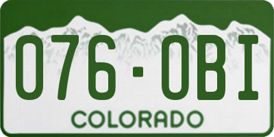 CO license plate 076OBI