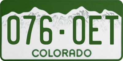 CO license plate 076OET