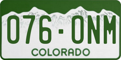 CO license plate 076ONM