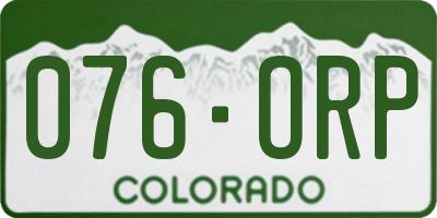 CO license plate 076ORP