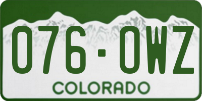 CO license plate 076OWZ