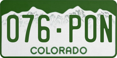 CO license plate 076PON