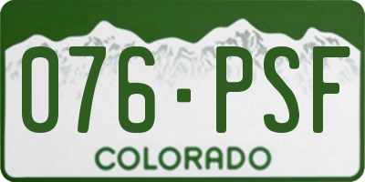 CO license plate 076PSF