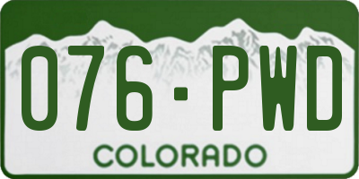 CO license plate 076PWD