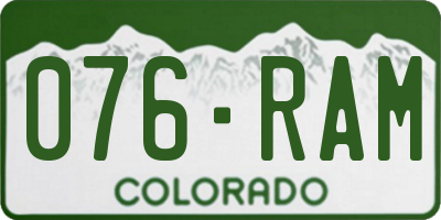 CO license plate 076RAM