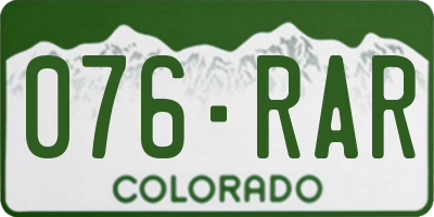 CO license plate 076RAR