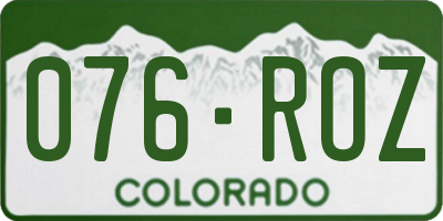 CO license plate 076ROZ