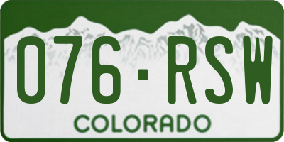 CO license plate 076RSW