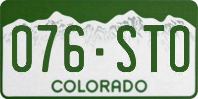 CO license plate 076STO