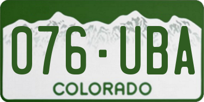 CO license plate 076UBA