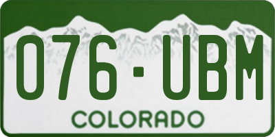 CO license plate 076UBM