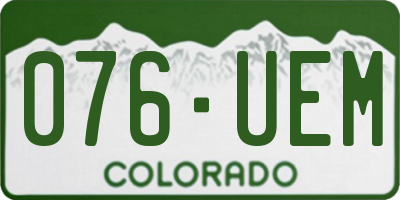 CO license plate 076UEM