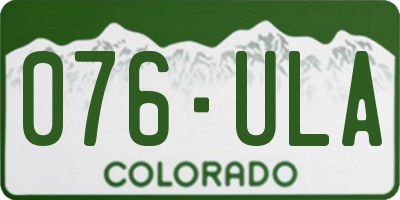 CO license plate 076ULA