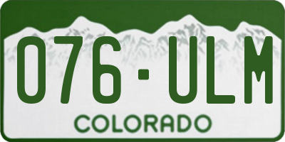 CO license plate 076ULM