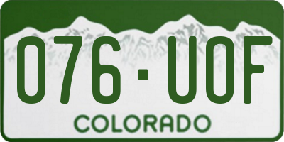 CO license plate 076UOF