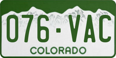 CO license plate 076VAC