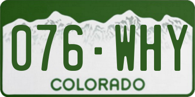 CO license plate 076WHY