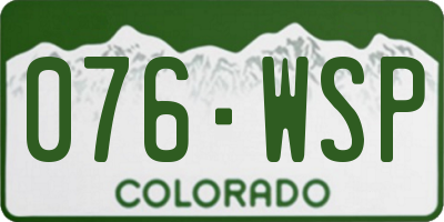 CO license plate 076WSP