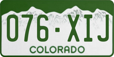 CO license plate 076XIJ