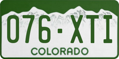 CO license plate 076XTI