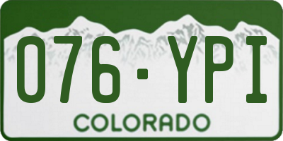 CO license plate 076YPI