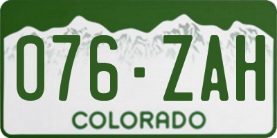 CO license plate 076ZAH