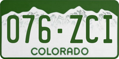 CO license plate 076ZCI