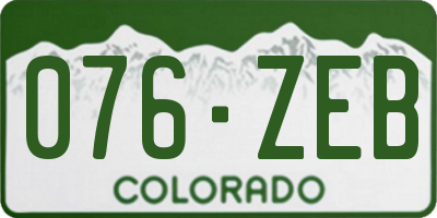 CO license plate 076ZEB