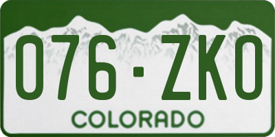 CO license plate 076ZKO