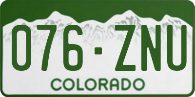 CO license plate 076ZNU